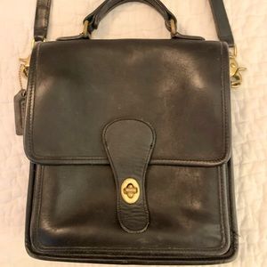 Vintage Coach Leather Crossbody Purse Black 90s